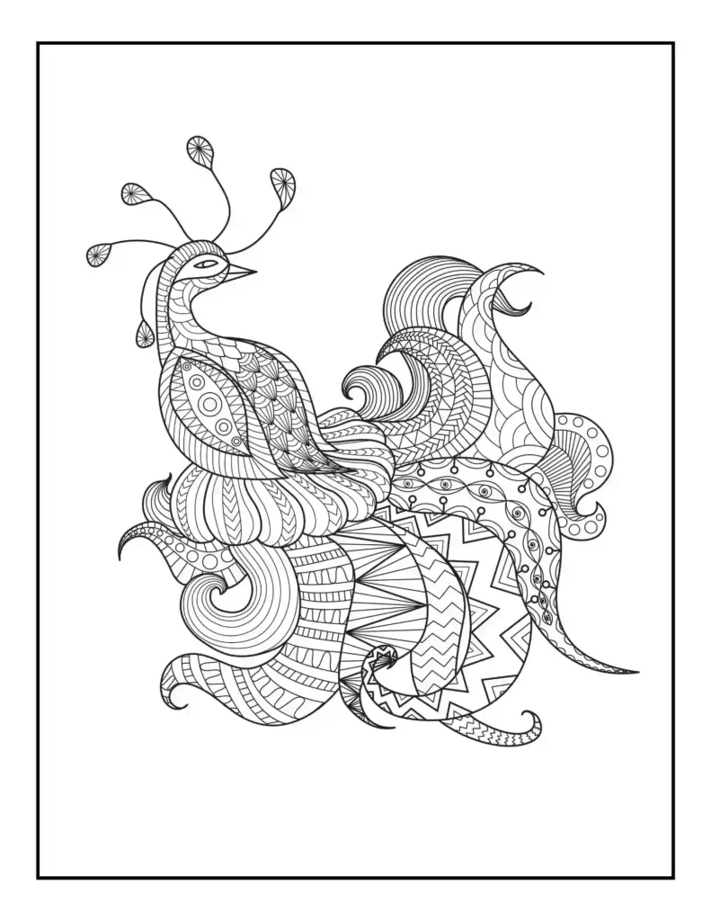 Designed Peacock Coloring Page