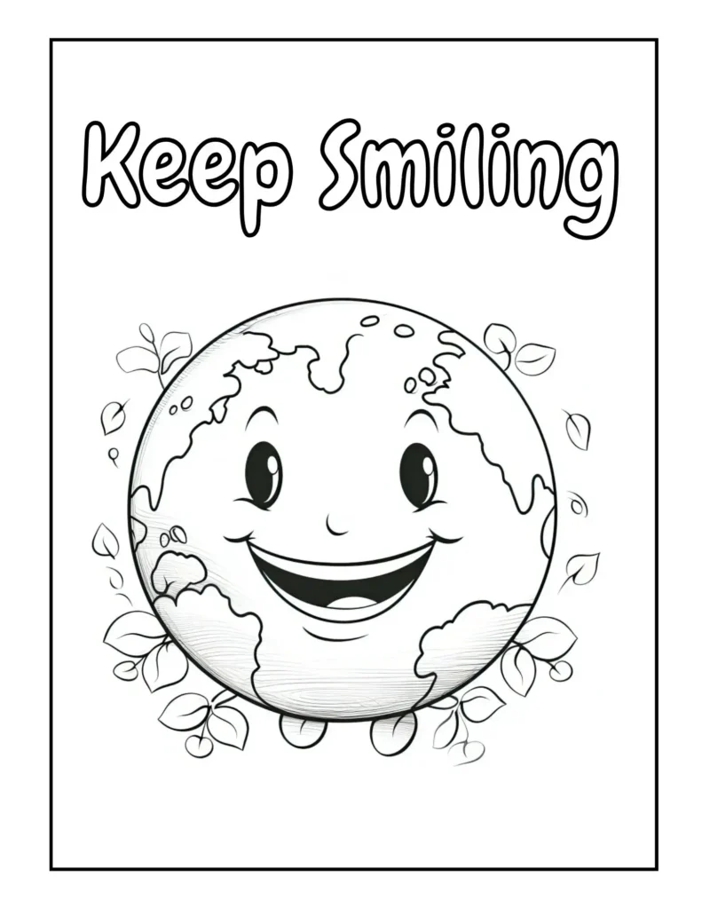 Smiling Earth Coloring Page